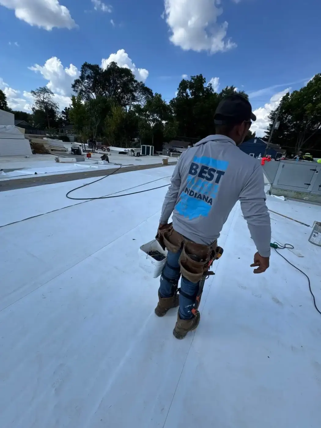 Storm damage documentation on a South Bend commercial building